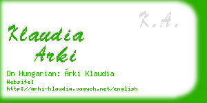 klaudia arki business card