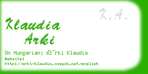 klaudia arki business card